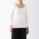 발열면 · U넥 8부소매 티셔츠 · 여성