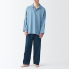 [무인양품] 남성 케이폭 혼방 스키퍼 칼라 파자마 (커플잠옷) SMOKY BLUE