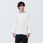 [무인양품]  남성 워싱 태번수 와이드 풋볼 티셔츠 (오버핏 긴팔) WHITE