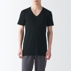 남성 · 산뜻한 면 · V넥 반소매 티셔츠 BLACK