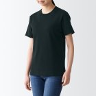 [무인양품]  여성 스무스 편직 크루넥 반소매 티셔츠 (오버핏 반팔) BLACK