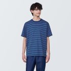 [무인양품]  남성 저지 크루넥 반소매 티셔츠 (오버핏 반팔) BLUE STRIPE
