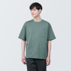 [무인양품]  남성 시원한 UV 컷 와이드 반소매 티셔츠 (오버핏 반팔) SMOKY GREEN