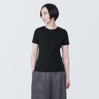 [무인양품]  여성 땀에 강한 크루넥 반소매 티셔츠 (오버핏 반팔) BLACK