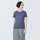 [무인양품]  여성 땀에 강한 크루넥 반소매 티셔츠 (오버핏 반팔) SMOKY PURPLE