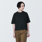 [무인양품]  여성 시원한 UV 컷 와이드 반소매 티셔츠 (오버핏 반팔) BLACK