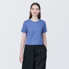 [무인양품]  여성 슬러브 반소매 쇼트 티셔츠 (오버핏 반팔) BLUE