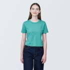 [무인양품]  여성 슬러브 반소매 쇼트 티셔츠 (오버핏 반팔) LIGHT GREEN