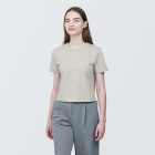 [무인양품]  여성 슬러브 반소매 쇼트 티셔츠 (오버핏 반팔) LIGHT GRAY