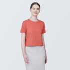 [무인양품]  여성 슬러브 반소매 쇼트 티셔츠 (오버핏 반팔) RED