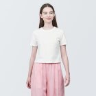 [무인양품]  여성 슬러브 반소매 쇼트 티셔츠 (오버핏 반팔) WHITE