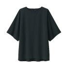 남녀공용 · 발수 이중 편직 · 크루넥 반소매 풀오버 셔츠 BLACK